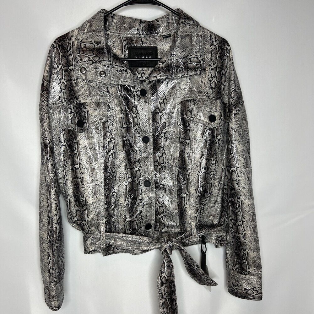 NEW Blank NYC Jacket Womens Sz XS Here I Go Again Snake Print Faux Leather
